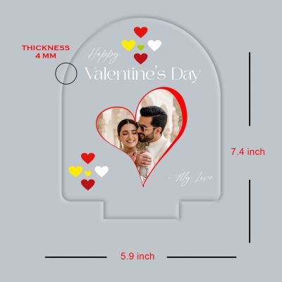 Personalized  Happy Valentines Day My Love LED Night Lamp with Warm White Light Valentines Day Gift for Boyfriend, Girlfriend, Husband Wife